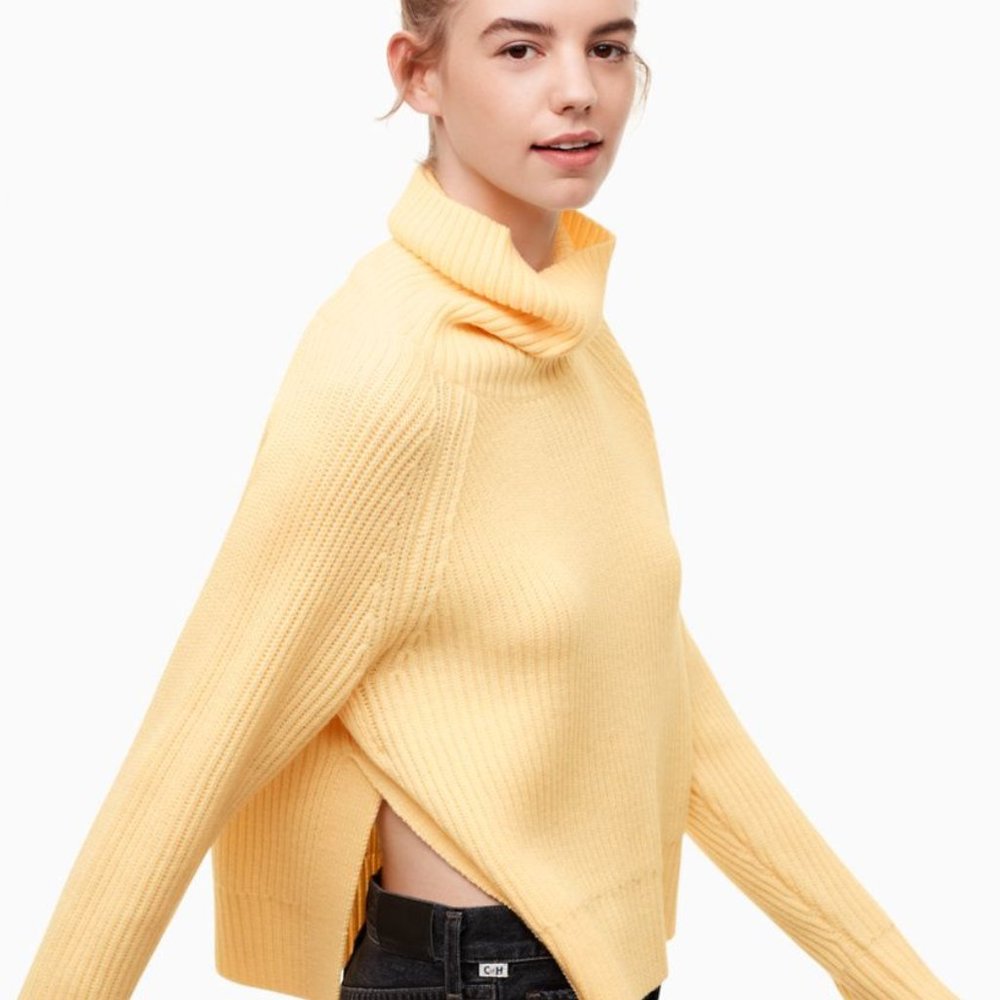 Aritzia wilfred free yellow cropped turtleneck